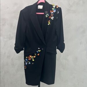 Cinq à Sept Black Blazer with Colorful Embellishments
